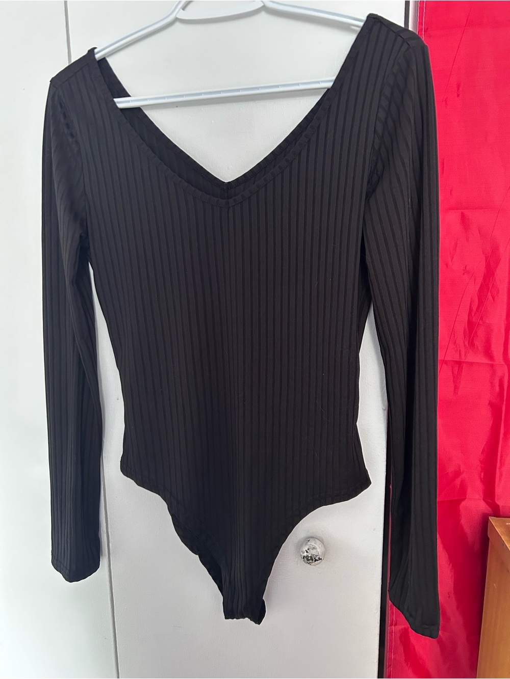 black ribbed bodysuit